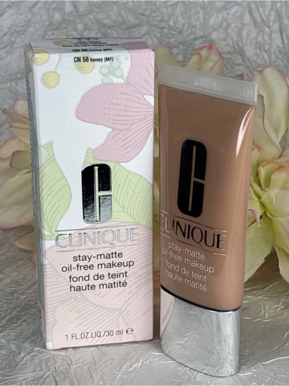 CLINIQUE Stay-matte Oil-free Makeup ~ CN 58 Honey ~ Full Size NIB